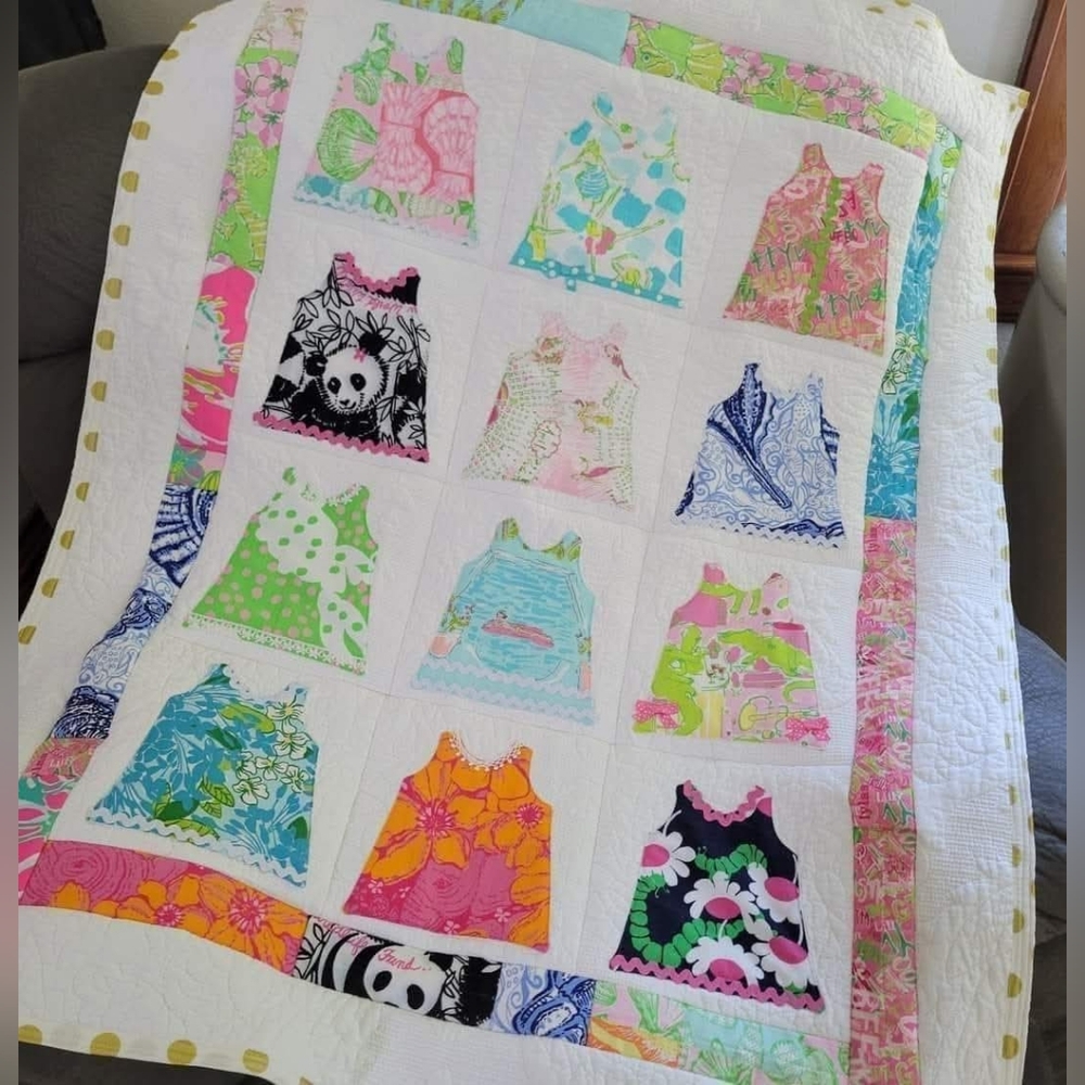 Shift dress quilt made with authentic Lilly pulitzer fabric